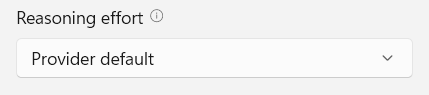 The Reasoning effort dropdown set to Provider default.